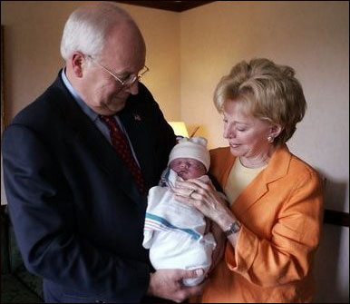Dick Cheney and wife Lynne with grandson Philip Richard Perry