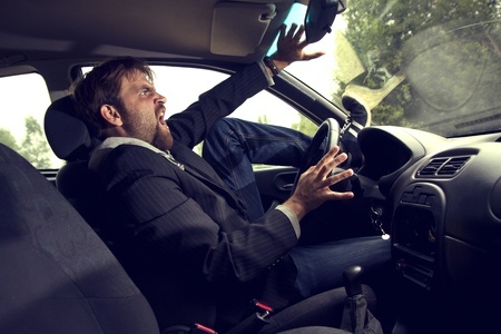 a man inside the car screaming during car accident